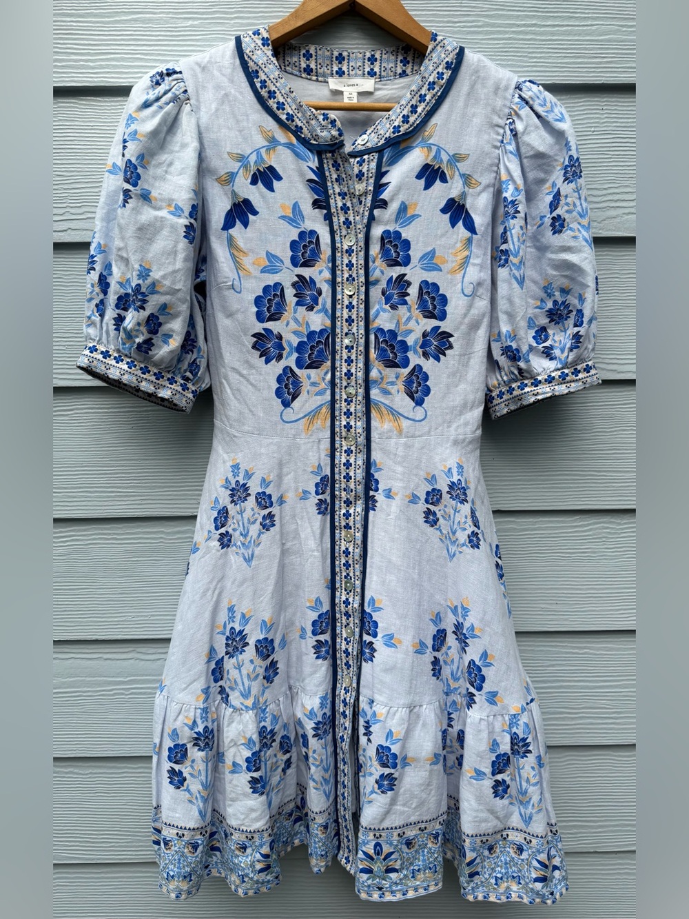 A Loves A Floral Woven Linen Short Bubble Sleeve Mini Dress!